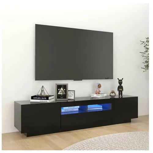  TV omarica z LED lučkami črna 180x35x40 cm