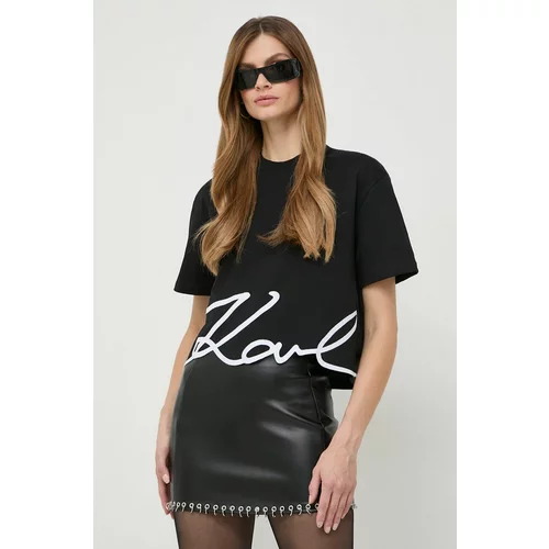 Karl Lagerfeld Bombažna kratka majica ženski, črna barva