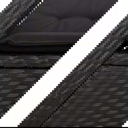 vidaXL Vrtna jedilna garnitura 7-delna z blazinami črna poli ratan Cene