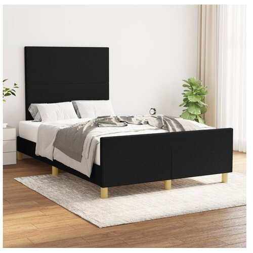  Posteljni okvir z vzglavjem črn 120x200 cm blago Cene
