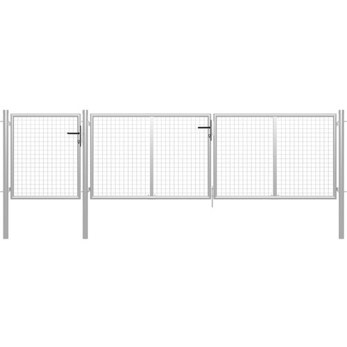 vidaXL Vrtna vrata jeklena 400x75 cm srebrna Cene
