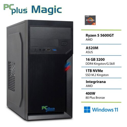 PCPLUS Magic Ryzen 5 5600GT 16GB 1TB Windows 11 PRO namizni računalnik Cene