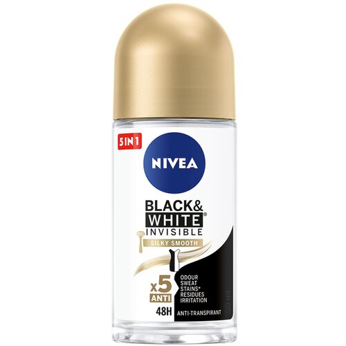 Nivea Invisible Black &amp;amp; White Silky Smooth roll-on antiperspirant za žene 50 ml Slike