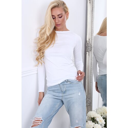 Fasardi Basic white blouse with long sleeves Slike