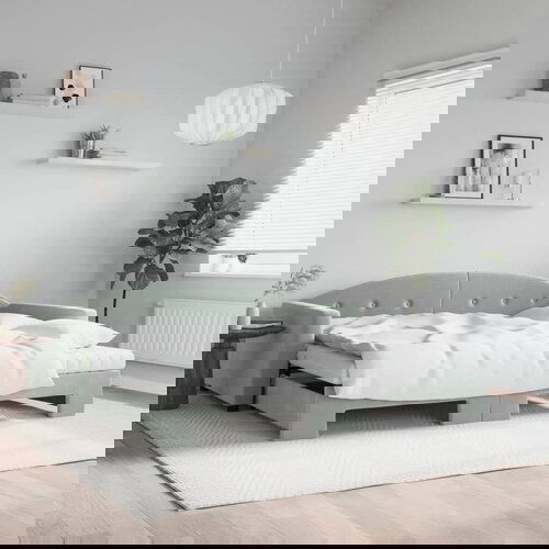 vidaXL Izvlečna dnevna postelja z vzmetnico sv. siva 100x200 cm blago Cene