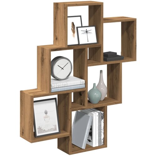 VidaXL Stenska kockasta polica artisan hrast 78x15x93 cm inž. les Slike