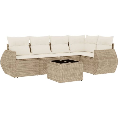  6-dijelni set vrtnih sofa s jastucima bež od poliratana 70 x 62 x 69 cm Slike