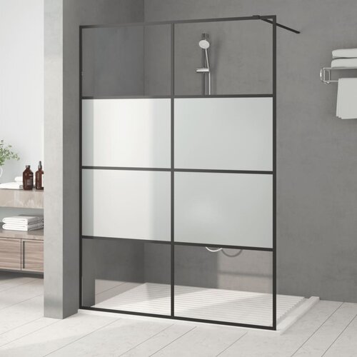 VidaXL Pregrada za tu&amp;scaron; črna 140x195 cm delno motno ESG steklo Slike