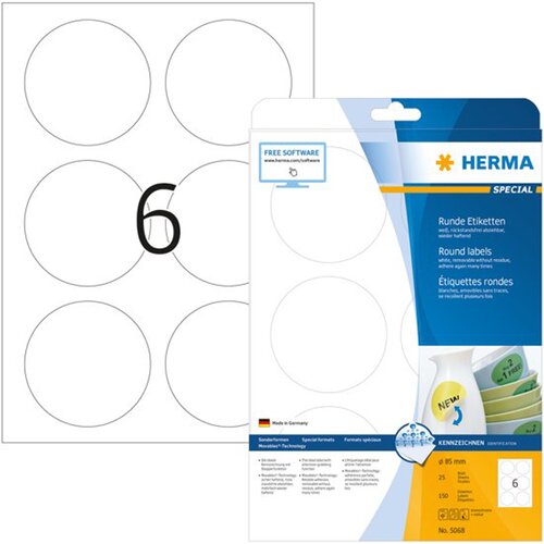 Herma Okrogle samolepilne etikete Superprint 5068, (&amp;Oslash; 85), 25/1 Slike