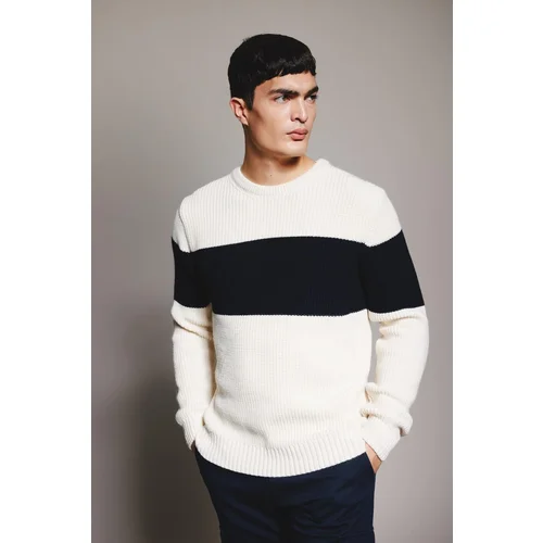 Defacto Standard Fit Striped Crew Neck Sweater