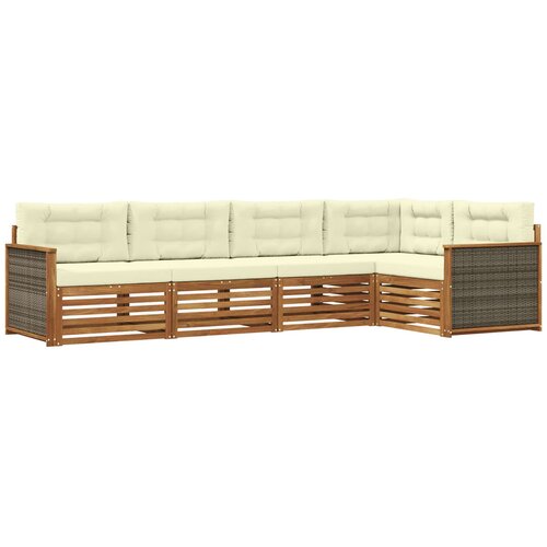 vidaXL Zunanja garnitura za sedenje z blazino 5 pcs Naravna in smetana, (5000280616) Cene