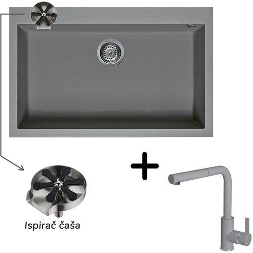  Sudoper Elleci Quadra 130 + slavina C02 Cemento + ispirač ča&scaron;a Cijene