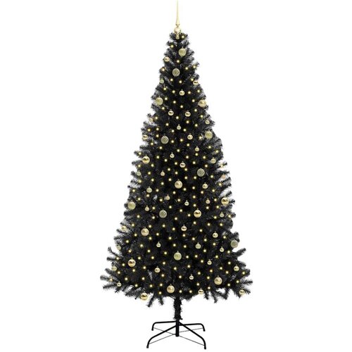VidaXL Božićno drvce s 300 LED svjetlima s stalakom Crna 240 cm PVC Slike