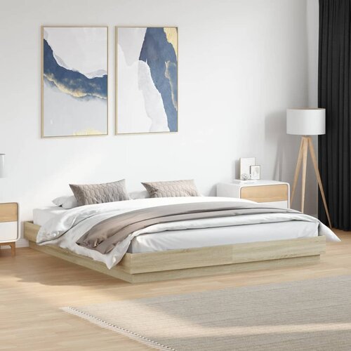  Okvir kreveta s LED svjetlima boja hrasta sonome 200 x 200 cm Cijene