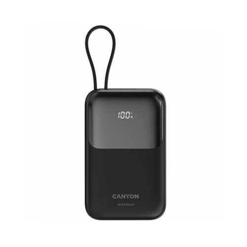 Canyon power bank OnPower 101 built-in cable 10000 mAh PD22.5W Black Cene