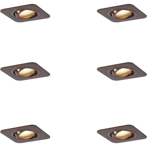 QAZQA Komplet 6 okroglih vgradnih reflektorjev temno bronaste barve GU10 50mm IP44 - Alberto Slike