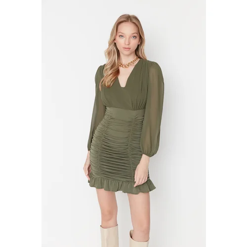 Trendyol Khaki Gipe Bodycone Dress