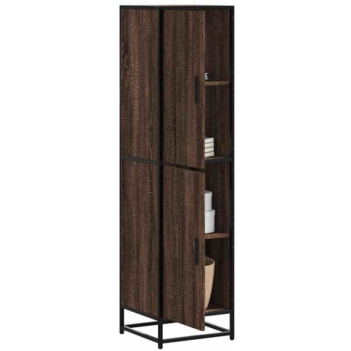 VidaXL Visoka omara rjavi hrast 35,5x35x139 cm inž. les in kovina Slike