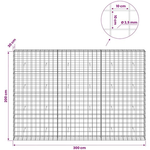  Gabion s žicom debljine 3,5 mm i mrežom 10x10 cm 300x30x200 cm Slike