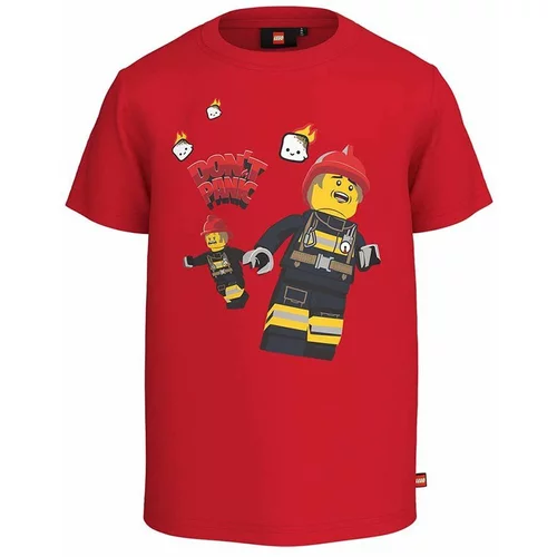 Lego Otroška bombažna kratka majica City rdeča barva