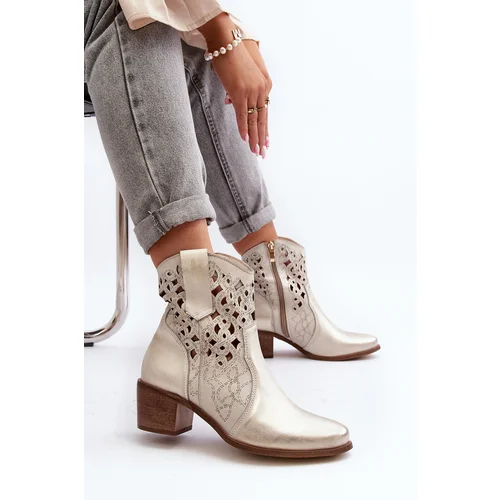 Zazoo Women's Heeled Ankle Boots With Openwork Pattern Lewski