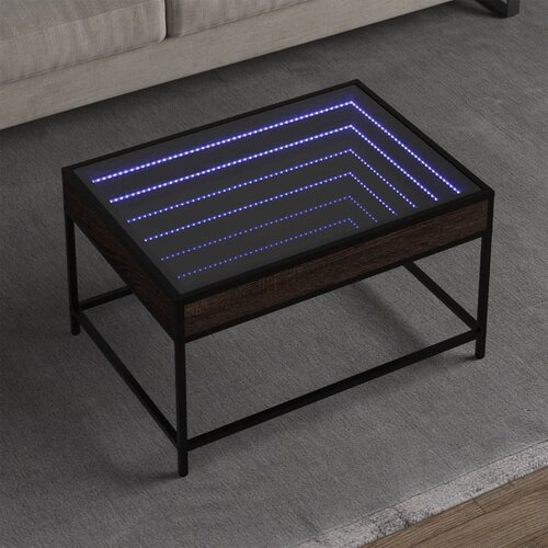 Furnova Klubska mizica z neskončnimi LED rjavi hrast 70x50x41 cm, (21914353) Cene
