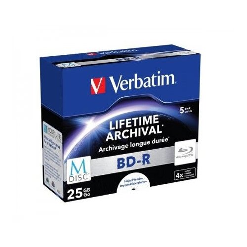 Verbatim m-disc kameni 25GB 4X 5PACK print 43823 ( 525MP/Z ) Slike