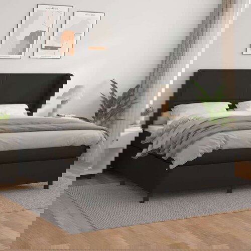  Box spring postelja z vzmetnico črn 180x200 cm umetno usnje, (20788946) Cene