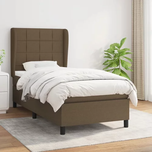  Krevet s oprugama i madracem tamnosmeđi 90 x 190 cm od tkanine