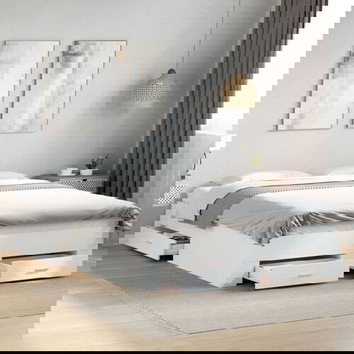 Furnova Posteljni okvir s predali bel 150x200 cm inženirski les, (21937911) Slike