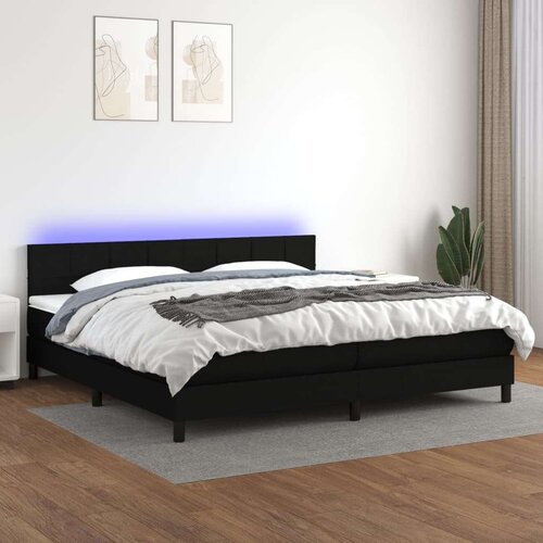  Box spring postelja z vzmetnico LED črna 200x200 cm blago, (20791015) Slike
