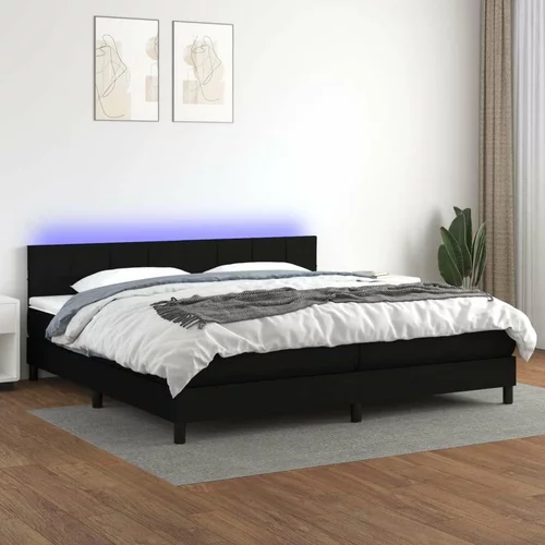  Box spring postelja z vzmetnico LED črna 200x200 cm blago, (20791015)
