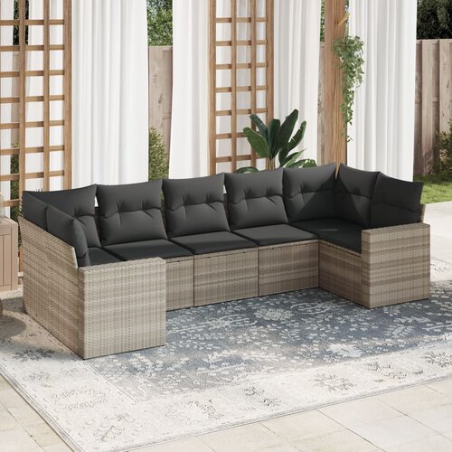 vidaXL 7-dijelni set vrtnih sofa svjetlosivi od poliratana Cijene