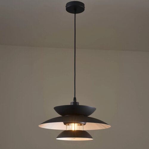  Viseći luster na sajli BERIT 1xE27/20W/230V, crna Slike
