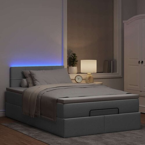 VidaXL Otomanski krevet s madracem svjetlosivi 120x190 cm tkanine Slike