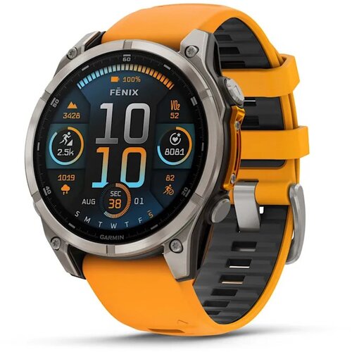 Garmin fenix 8 3.56 cm (1.4) AMOLED 47 mm Digital 454 x 454 pixels Touchscreen Graphite Wi-Fi GPS (satellite) Slike