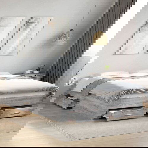 Furnova Posteljni okvir s predali siva sonoma 140x200 cm inženirski les, (21934554) Slike