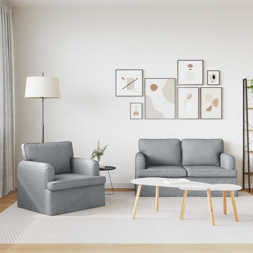  Set sofe 2 pcs Svijetlo siva 144 x 80 x 85 cm tkanina Slike