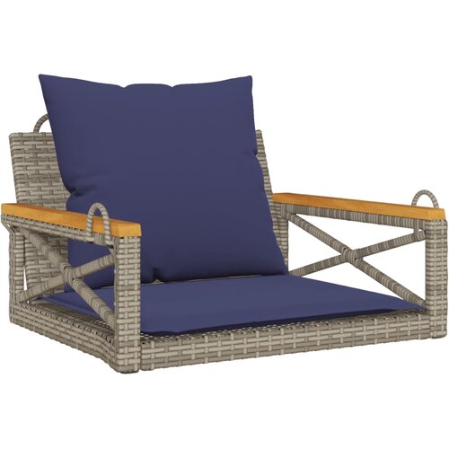 vidaXL Klupa za ljuljanje s jastucima siva 63x62x40 cm od poliratana - Siva 63 x 62 x 40 cm 1 Nasloni za ruke križnog dizajna Cijene