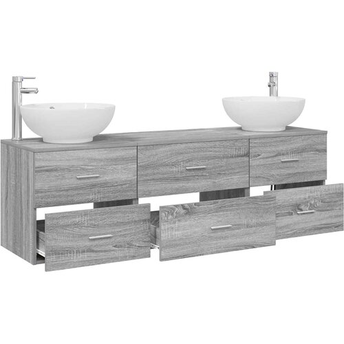  Set namje&amp;scaron;taja za kupaonicu 3 kom. Siva Sonoma 49,5 x 44,5 x 65 cm Slike