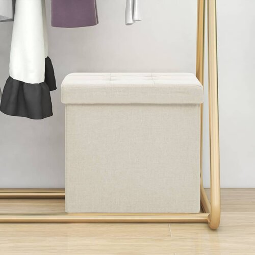 The Living Store Zložljiv stolček s prostorom za shranjevanje kremno bel - Stolček S Prostorom Za Shranjevanje, (21481990) Slike