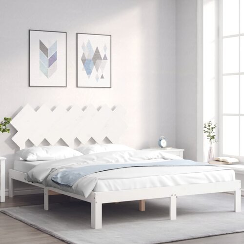  Okvir kreveta bez madraca bijeli 140x200 cm od masivne borovine Slike