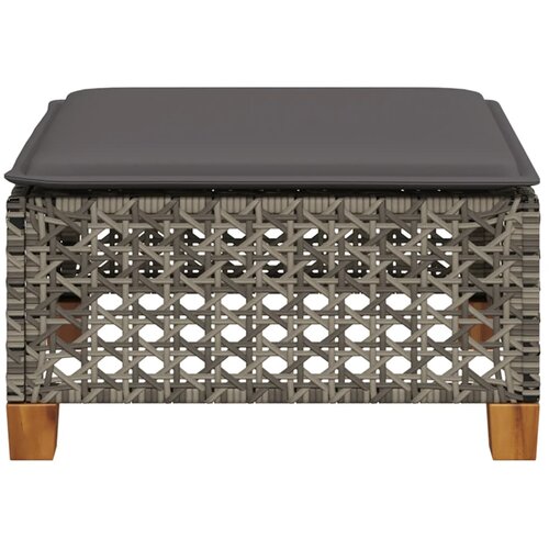  Vrtni tabure s jastukom sivi 63,5x56x32 cm od poliratana Slike