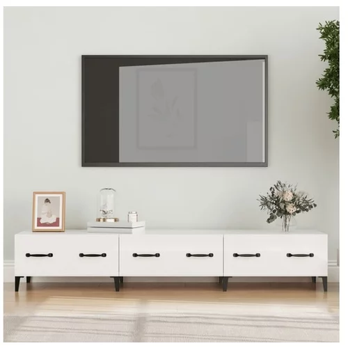  TV omarica visok sijaj bela 150x34,5x30 cm inženirski les