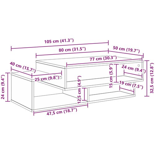 Kava Stol Betonski sivi 105 x 50 x 32,5 cm Konstruirano drvo Slike