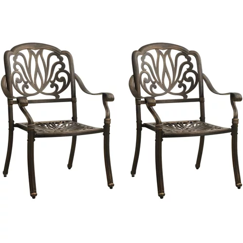  Vrtne stolice od lijevanog aluminija 2 kom brončane