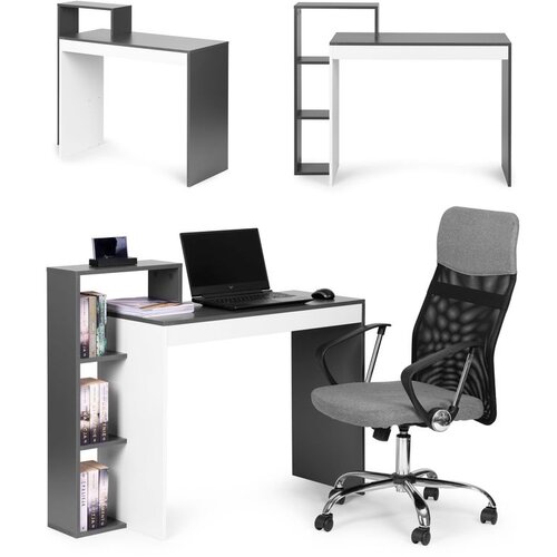 Modern Home Modernhome radni stol s policama crno-bijeli Cene