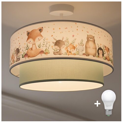  Brilagi-LED Dečiji plafonski luster BOBO 1xE27/10W/230V prečnik 40 cm bela/zelena/sa životinjskim motivom Cene