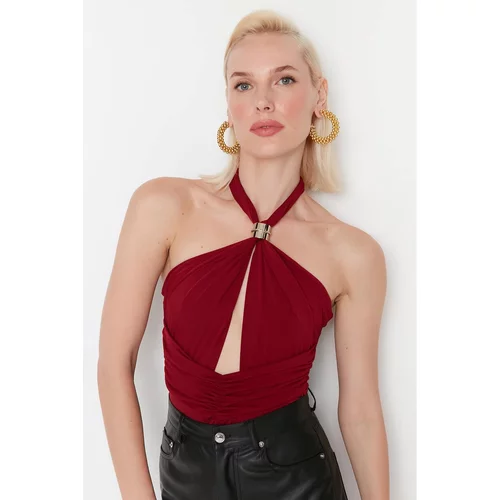 Trendyol Claret Red Accessory Detailed Knitted Body