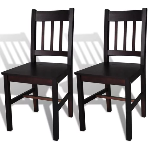 vidaXL Blagovaonske stolice od borovine 2 kom tamno smeđe